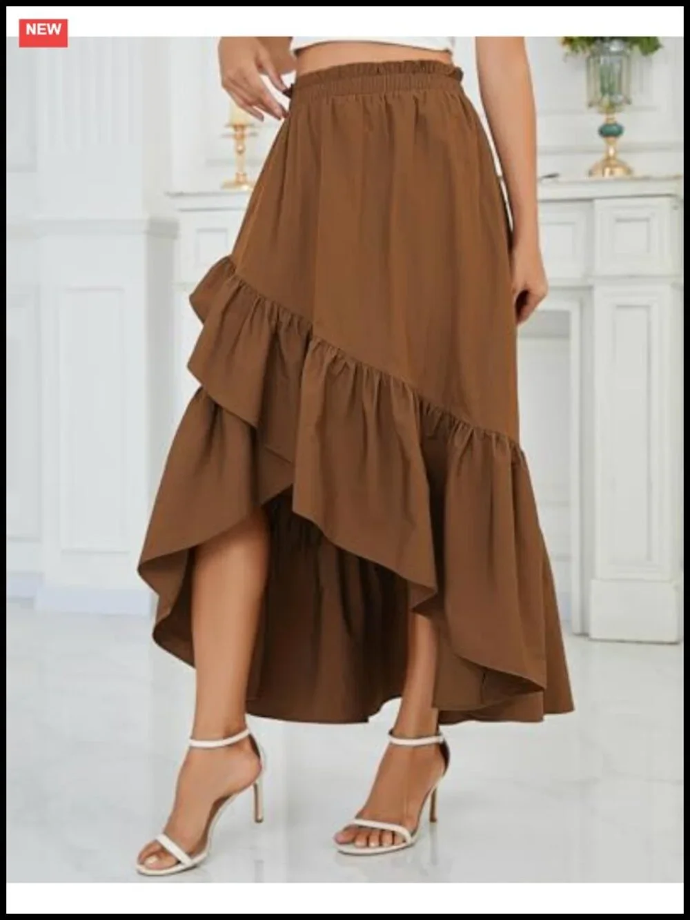 Women's Boho Wrap Maxi Skirt Ruffle High Low Asymmetrical